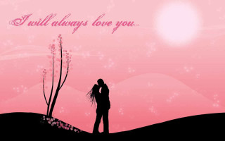 Couple kissing sunset pink love - andrew law free wallpaper