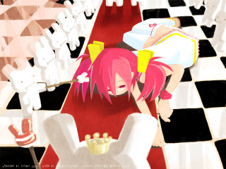 Pink hair giantess checkered floor - giantess art free wallpaper