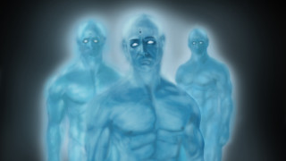 Blue men glowing room black - digital artwork free wallpaper