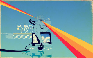 Rainbow psychedelic woman profile cloud - a rainbow light free wallpaper