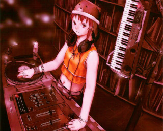 Girl hat music library anime - a bookcase free wallpaper