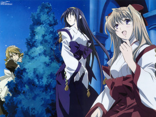 Forest night moon anime girls - a full moon in the background free wallpaper for desktop