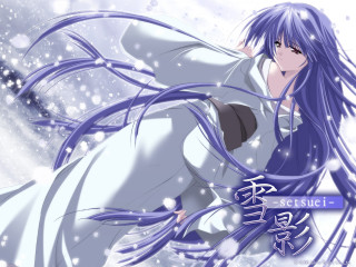 Woman blue eyes snow kimono - her arm free wallpaper for desktop