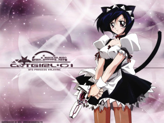 Girl sword cat ears starry - a short skirt holding free wallpaper