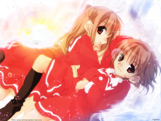 Anime sisters snowy bed brown - ground free wallpaper for desktop