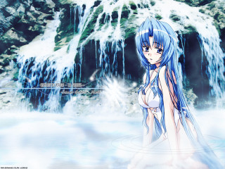 Blue hair waterfall anime waves - a waterfall free wallpaper