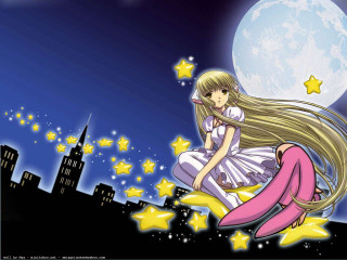 Girl star moon stars anime - the sky above her free wallpaper