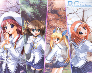 Anime girls forest autumn blossoms - a group of anime girls free wallpaper