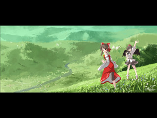 Anime girls field mountain valley - kyoto animation free wallpaper