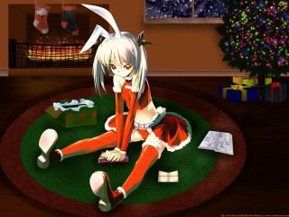 Girl red dress christmas anime 2 - net art free wallpaper