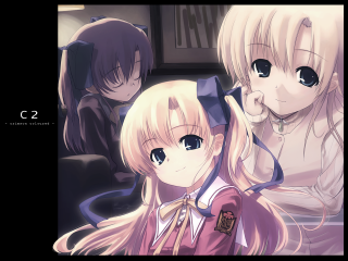 Anime girls school uniform sisters - a group of anime girls sitting next free wallpaper for desktop