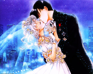 Couple kissing cityskyline stars fireworks - ayami kojima free wallpaper