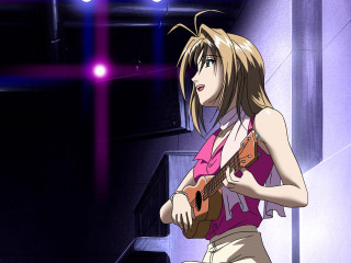 Woman pinkshirt tanpants guitar darkroom - tan free wallpaper for desktop