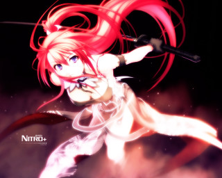 Anime redhair sword katana ponytail - red hair and a sword free wallpaper