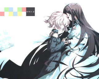 Anime couple hug colorbars neo - official art free wallpaper for desktop