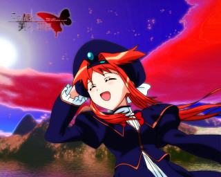 Red haired woman hat sunset - hint of yayoi kasuma free wallpaper