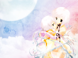 Anime characters hugging clouds blue - the cloud free wallpaper for desktop