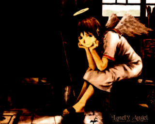 Girl angel wings halo anime - a chair free wallpaper