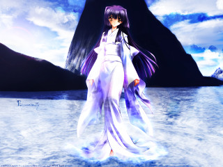 Woman white dress water mountain - a white dress free wallpaper for desktop