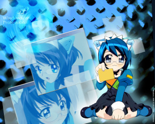 Girl bluehair sitting cellphone anime - a cell phone free wallpaper