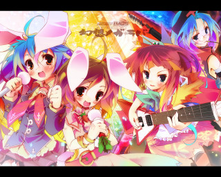Anime girls guitar microphone animal - a guitar and a microphone free wallpaper