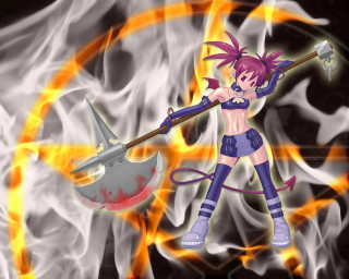 Cartoon axe fire demon yandere - a cartoon character holding free wallpaper for desktop