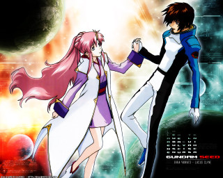 Anime couple space planet poster - a space background free wallpaper