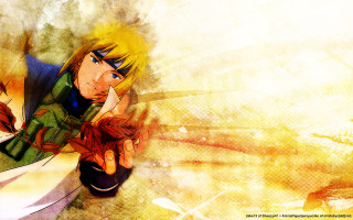 Anime yellowhair greeneyes redobject bangsgloves - green eyes holding free wallpaper