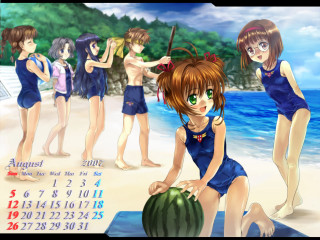 Beach girls calendar summer blue - other girl free wallpaper for desktop