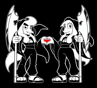 Cartoon couple heart flags holding - a couple of cartoon characters free wallpaper for tablet