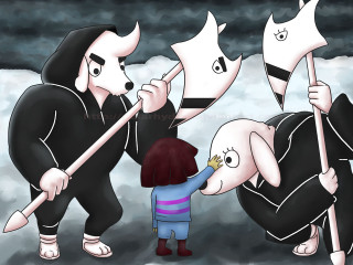 Cartoon person flag child masks - two people holding free wallpaper