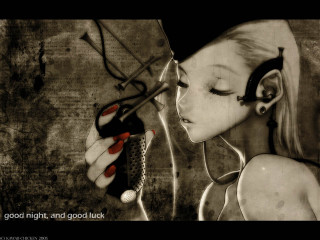 Gothic anime cyberpunk woman scissors - a pair of scissors free wallpaper for desktop