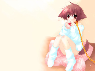 Girl sitting pink dress anime 2 - a pink blanket free wallpaper