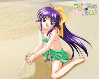 Girl beach bikini pony tail - a girl in a bikini free wallpaper for desktop