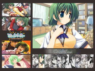 Anime group green hair blue - a mosaic free wallpaper