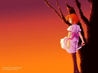 Girl dress tree pink red - a girl in a dress free wallpaper