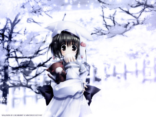 Snow woman umbrella gothic anime - an umbrella in the snow free wallpaper