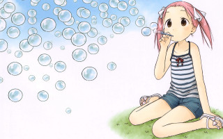 Girl bubble blowing anime camisole - free rain wallpaper for desktop