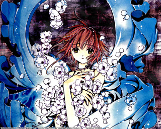 Redhair blueDress flower underwater manga - a bouquet of flowers free wallpaper