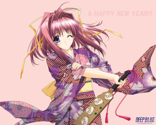 Woman kimono umbrella happynewyear floral - a happy new year free wallpaper