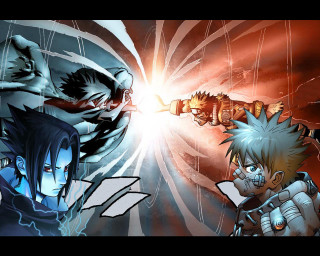 Anime duo glowing eyes fantasy - epic scene free wallpaper