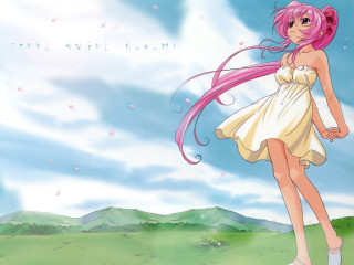 Pink hair girl white dress - yukito kishiro free wallpaper