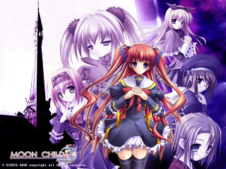 Anime girls purple background clock - a clock tower in the background free wallpaper