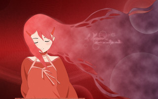 Red haired girl closed eyes - a red dress free wallpaper