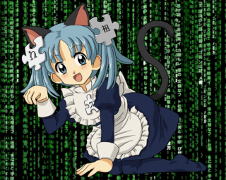 Anime bluehair cat ears cybernetics - blue hair and a cat ears free wallpaper