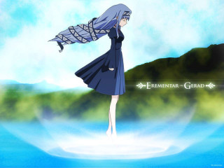 Anime blue dress white hair 3 - a long white hair free wallpaper