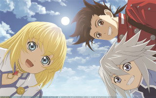 Blonde blue eyes three anime - a bright sun free wallpaper