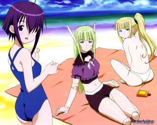 Beach anime girls bottle bathing - a bottle of beer free wallpaper