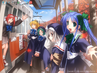 Anime girls train station autumn - the track free wallpaper
