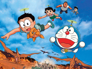Cartoon character flying with friends - a cartoon character holding free wallpaper